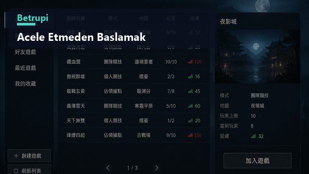 İlk maçını bekleyen bir oyuncunun ekranındaki oyun listesi